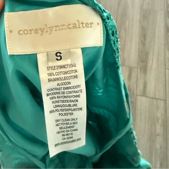 Corey Lynn Calter|Teal boho floral Sleeveless Women's Top,mesh florals•••size S - Picture 8 of 12